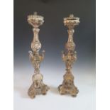 A Pair of 17th / 18th Century Giltwood Candlesticks