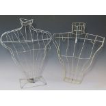 A Matched Pair of Shop Display Wirework Female Busts, one on stand