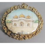 An Indian Brooch with miniature painting of The Taj Mahal, nineteenth century