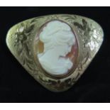 A 9ct Gold Shell Cameo Brooch