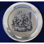 Toyle, Kenning & Spencer _ The Pickwick Christmas Plate 1977, sterling silver, 319/400, 435g