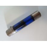 A Victorian Blue Glass Double Ended Scent Bottle, 11cm