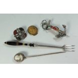 A Victorian Banded Agate Handled Fork and Anchor Brooch, Scottish Silver Hardstone Mounted Brooch,