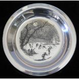 Franklin Mint _ Sterling Silver Plate 'Skating on the Brandywine' by James Wyeth, boxed and with