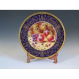 A Royal Worcester 250th Anniversary Plate decorated with fruit, signed S. Wood, 40.5cm, limited