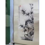 A Chinese Hand Painted Scroll of bamboo, image 75 x 33cm