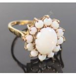 A 9ct Gold Opal Cluster Ring, size U