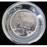 Franklin Mint _ Sterling Silver Plate 'Brandywine Battlefield' by James Wyeth, boxed, 179g