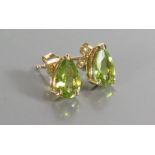 A Pair of 14K Peridot Stud Earrings