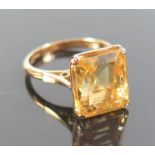 A 14ct Gold Citrine Dress Ring, size P