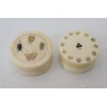 A Japanese Shibayama Ivory Box decorated with four insects 3cm and one other