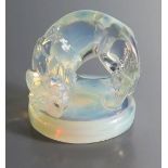 R. Lalique _ An Opalescent Reynard Cache, base 5cm diam., engraved to foot 'R. Lalique France No.