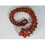 Faceted Amber Bead Necklace, 83.3g