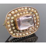 A C19th Pale Amethyst and Seed Pearl Brooch, 24mm