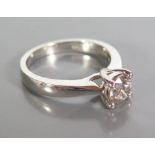 A Diamond Solitaire Engagement Ring in .950 platinum setting, c. 0.9ct, size M.5, 6.4g