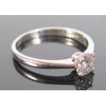An 18ct White Gold Diamond Solitaire Engagement Ring, c. 0.55ct, size R.5, 3.3g