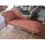 A Victorian Carved Walnut Chaise Longue