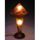 A Galle Style Cameo Glass Table Lamp, 38cm