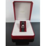 A Cartier Lady's Declaration 18ct White Gold and Titanium Diamond Set Wristwatch in original box,