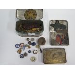 H.M.S. VALIANT TEAK BARREL, 1914 CHRISTMAS TIN, ENAMEL BADGES ETC