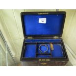 VICTORIAN LEATHER JEWELLERY BOX AND CONTENTS