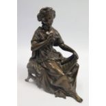 DORIOT BRONZE OF SEATED LADY READING