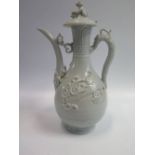 CHINESE CELADON EWER WITH COVER