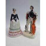 STAFFORDSHIRE FLATBACK FIGURINE _ QUEEN VICTORIA, PRINCE ALBERT AND ONE OTHER