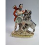 STAFFORDSHIRE FLATBACK FIGURINE _ DANIEL AND THE LION