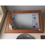 MODERN SYTAINED GLASS PINE FRAMED MIRROR