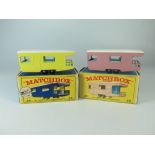 Matchbox MB 23 TWO 23d Trailer Caravan, both boxed. Yellow KGPW_near mint, box fair AND Pink