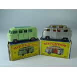 Matchbox MB 34 34b VW Caravanette KGPW, boxed _ Some paint loss, box poor AND 34c VW Camper high