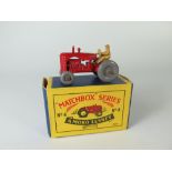 Matchbox MB 4 4b Massey Harris Tractor, grey platic wheels, boxed _ mint, box near mint