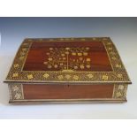 A Nineteenth Century Indian Sadeliware Rosewood, Ivory and Penwork Writing Slope with fitted