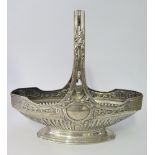 A German .800 Silver Basket with Greek key, foliate, ribbon and pierced decoration, WTB, 39.5 cm