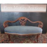 A Small Victorian Carved Walnut Two Seater Settee, 128 cm