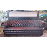 An Oxblood Leather Chesterfield, 225 cm