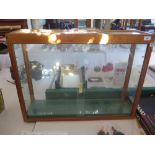 Unmarked Dinky Oak Framed Glass Display Cabinet _ obvious signs of use