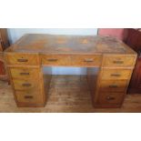 A Maple & Co. Art Deco Walnut Twin Pedestal Desk, 137 x 76 x 76 cm