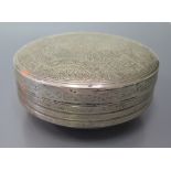 An Egyptian Silver Box (1906-1946) with chased decoration, 11 cm diam., 214g