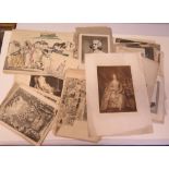 A Collection of 18th and 19th Century Book Plates and line drawings etc