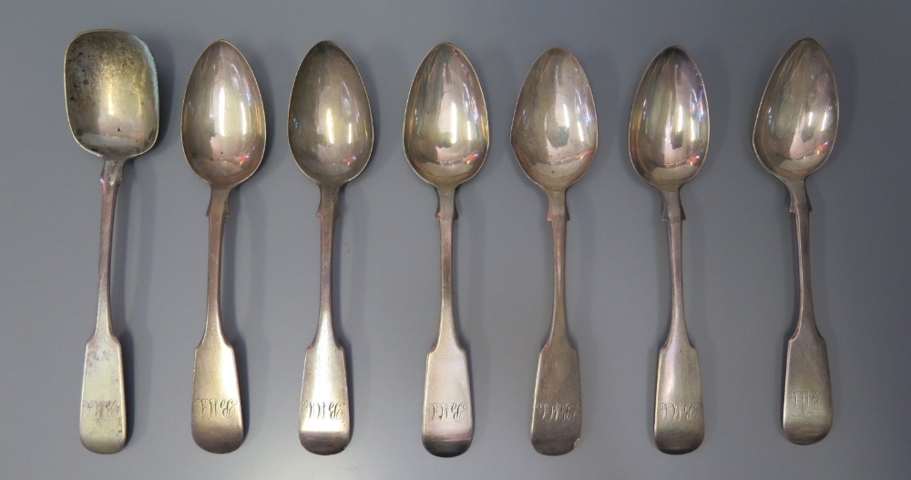 A Set of Six Victorian Scottish Silver Teaspoons, Aberdeen GS ABD, Edinburgh marks and one other