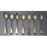 A Set of Six Victorian Scottish Silver Teaspoons, Aberdeen GS ABD, Edinburgh marks and one other