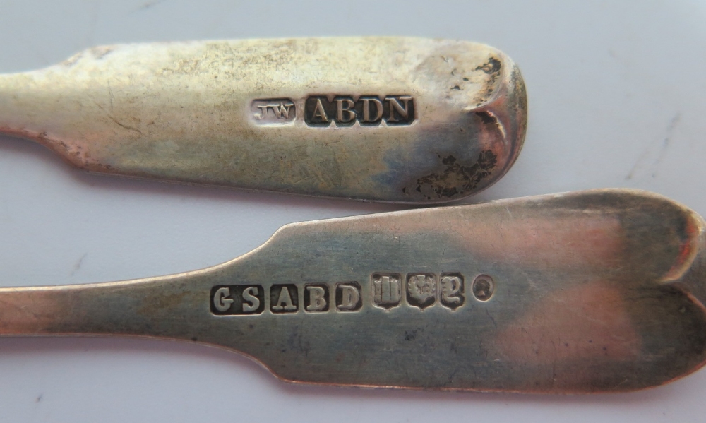 A Set of Six Victorian Scottish Silver Teaspoons, Aberdeen GS ABD, Edinburgh marks and one other - Image 2 of 2