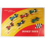 Dinky WORLD FAMOUS RACING CARS Shop Display on large twin easel back display card _ Cars with