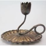A George IV Silver Chamber Stick with a flower head candle holder, London 1829, 148g