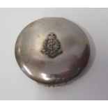 A Heavy Silver Compact with enamelled Royal Army Medical Corps crest, 192g inc.