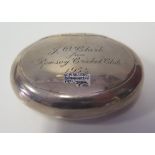 A Sterling Silver and Gilt Lined Snuff Box, 69g