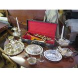 A Selection of Electroplated Silver including a four part tea set, three part tea set, pair of