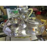 Stower & Wragg Electroplated Silver Five Part Tea Set including tray